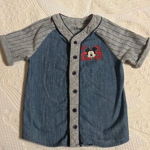 Disney Baseball Style Shirt with Mickey Mouse, Size 5